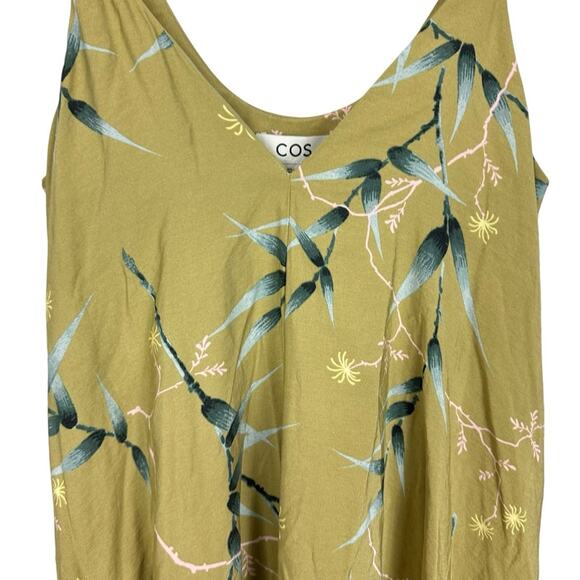 NWT COS Cotton Green Floral Multi Voluminous Midi Vacation Cocktail Dress Size 2 - Picture 10 of 15